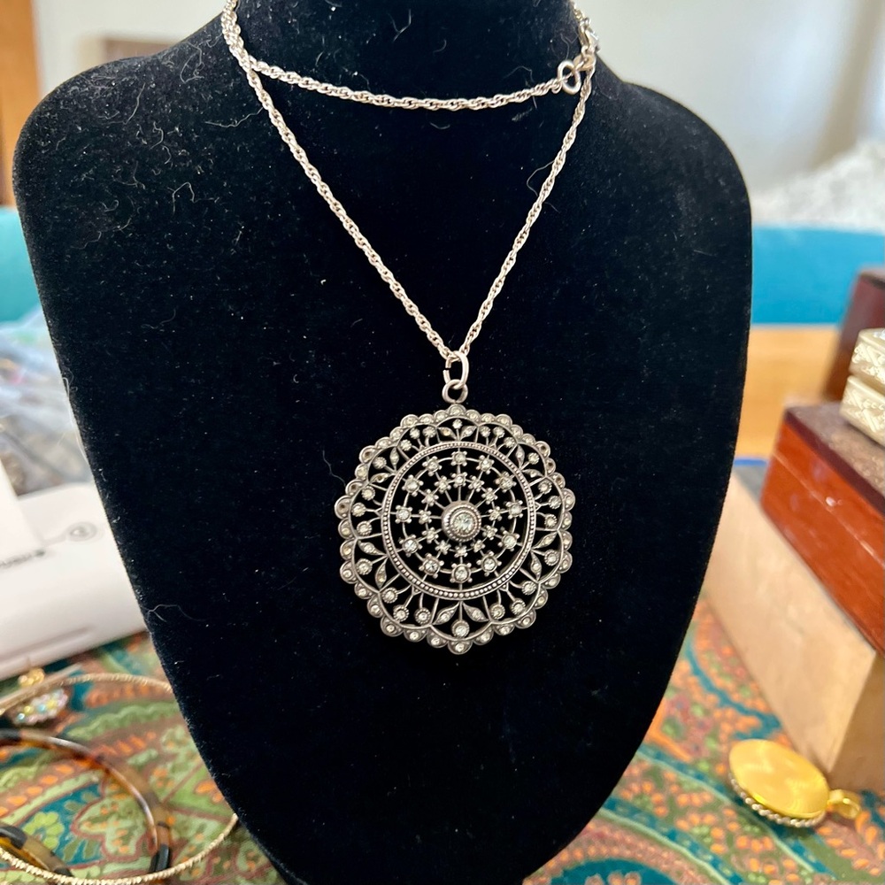 Vintage Marcasite Pendant Necklace